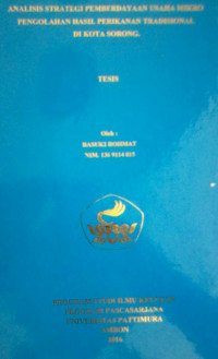Analisis Strategi Pemberdayaan Usaha Mikro Pengolahan Hasil Perikanan Tradisional di Kota Sorong